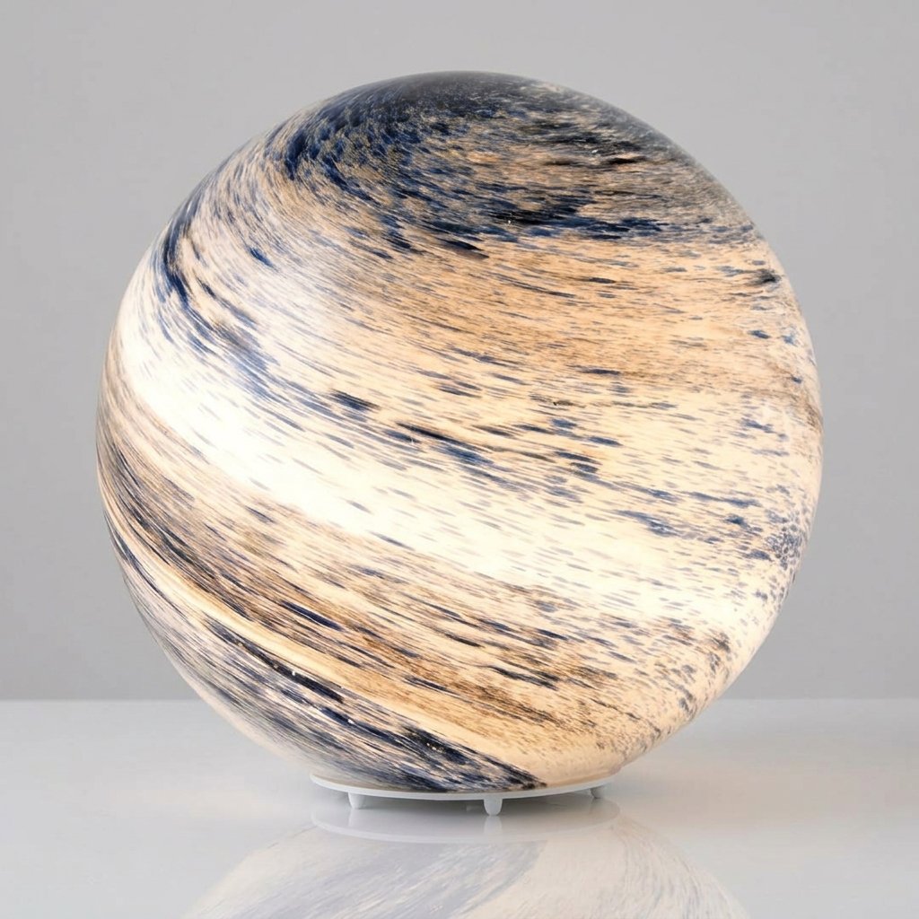 Planet Globe Table Lamp, sculpted glass, warm glow