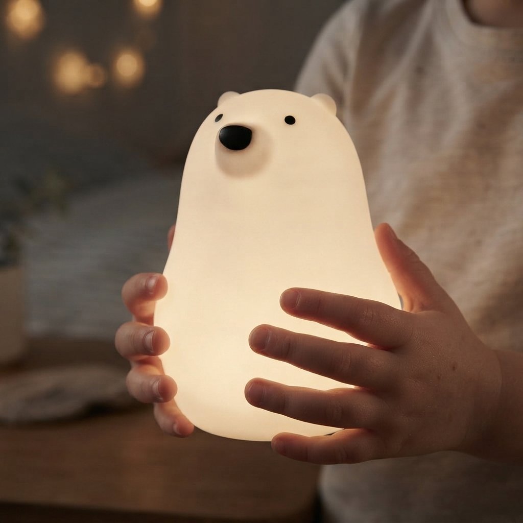 Polar Bear Silicone LED Night Light with Touch Control