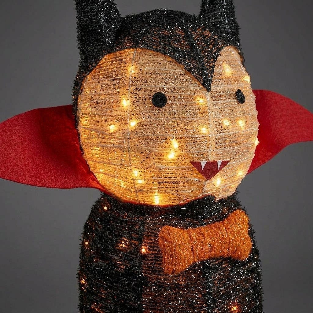 Pop-Up Foldable Illuminated Vampire Halloween Decoration with 80 Orange LEDs, 100 cm