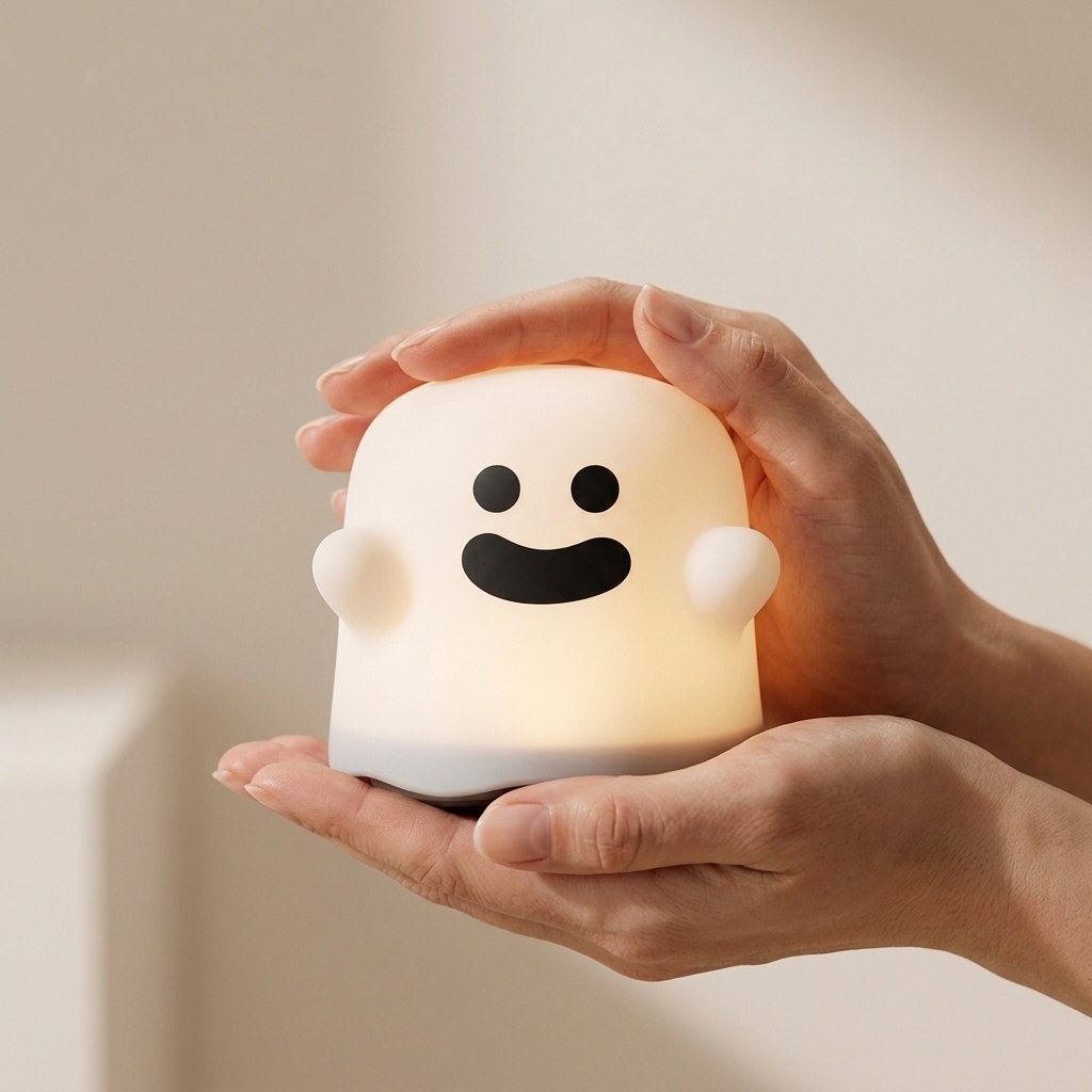 Rechargeable Ghost LED Night Light with Timer – Soft Warm Glow for Bedrooms and Children's Rooms