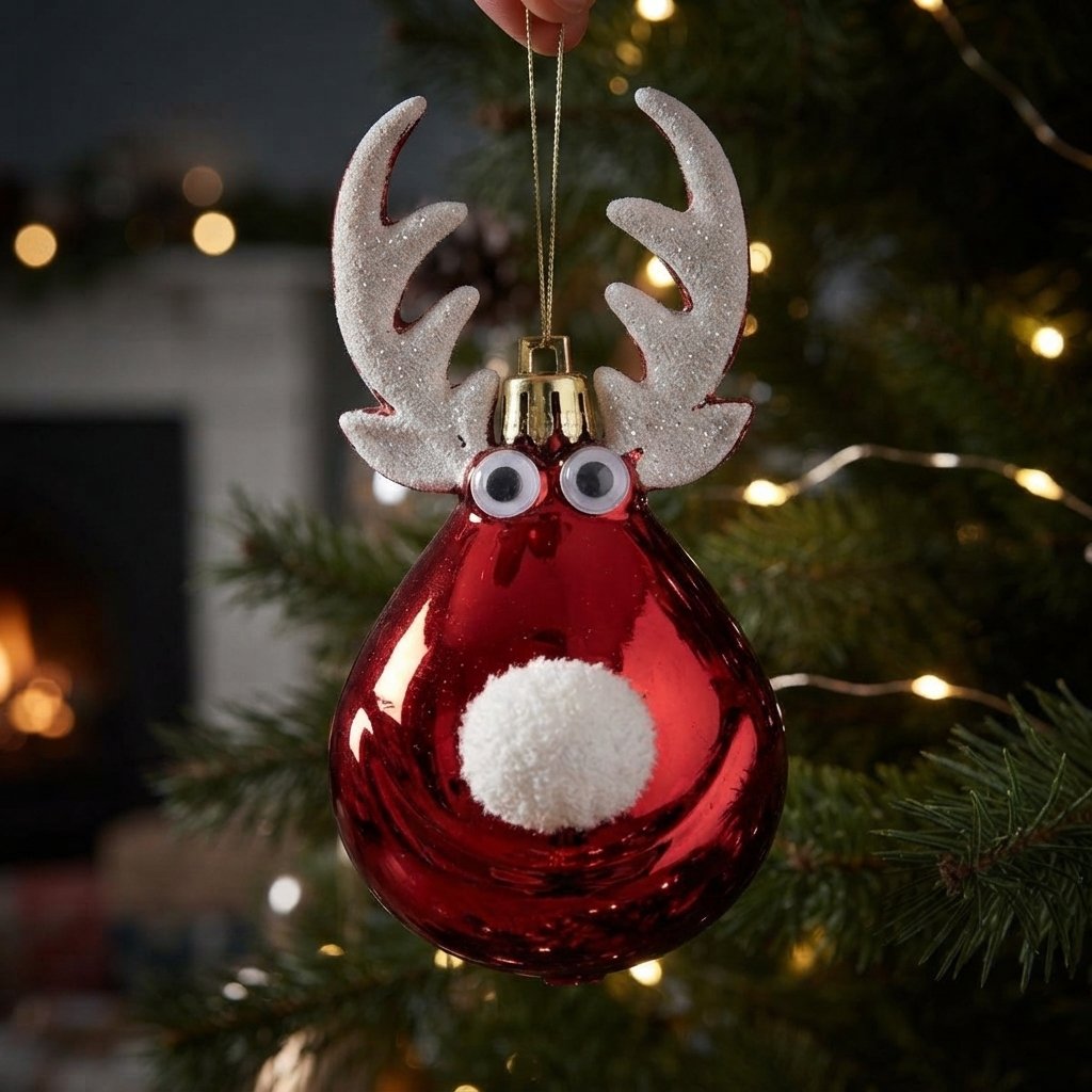 Reindeer Christmas Tree Baubles, set of 2
