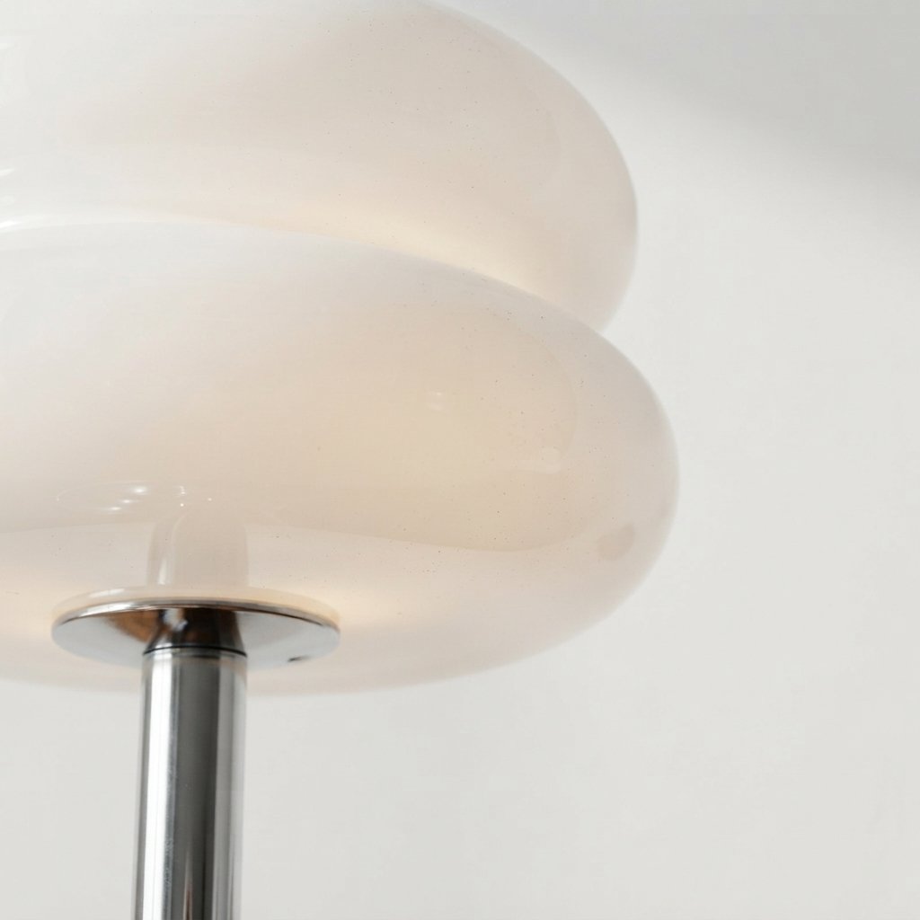 Retro Glass Table Lamp with Chrome Base