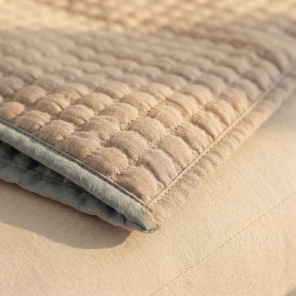 Reversible Cotton Throw Blanket – Quilted Seersucker