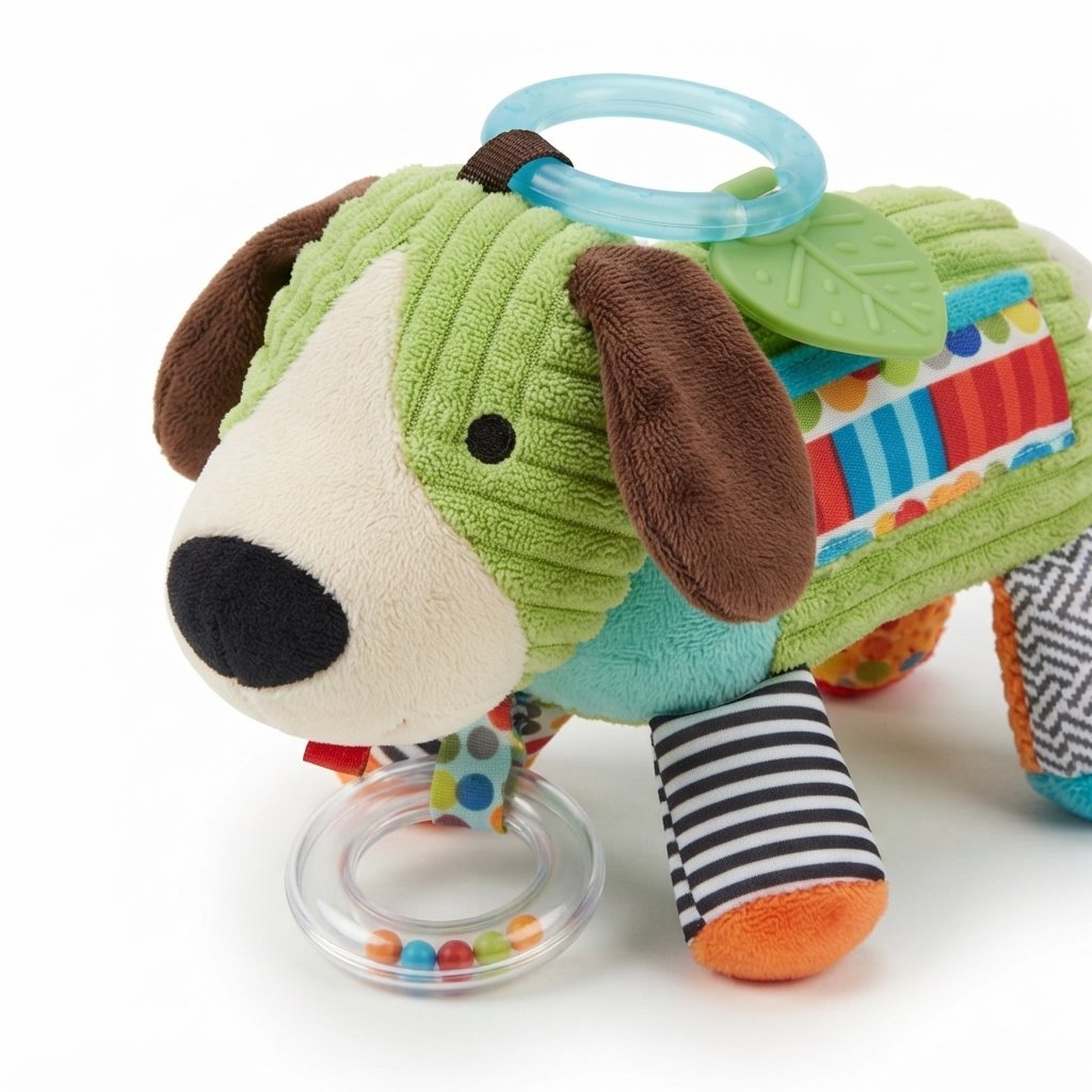Sensory Plush Teething Rattle Toy for Babies