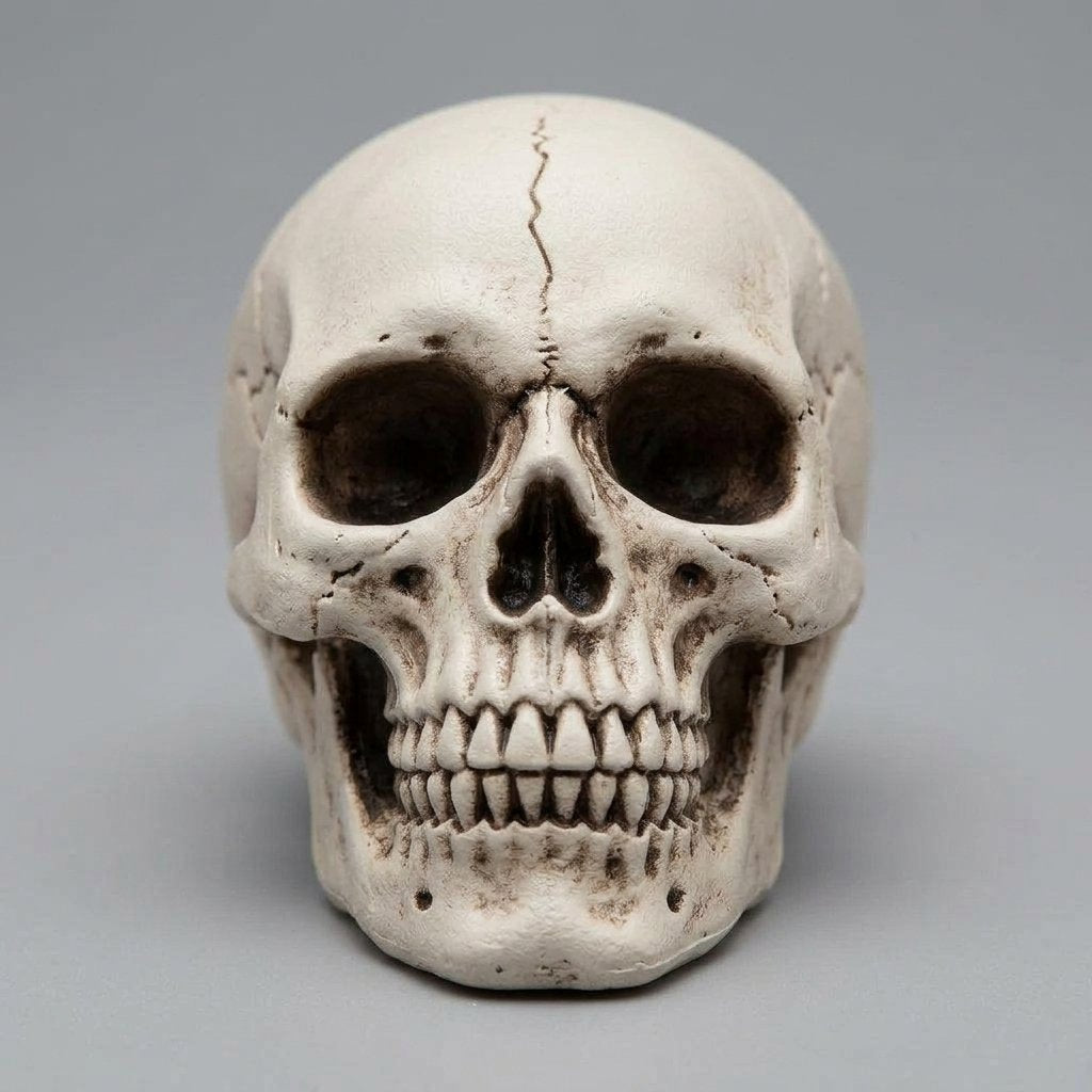 Set of 10 Mini Plastic Skull Decorations with Mesh Storage Bag – Halloween Prop and Party Décor