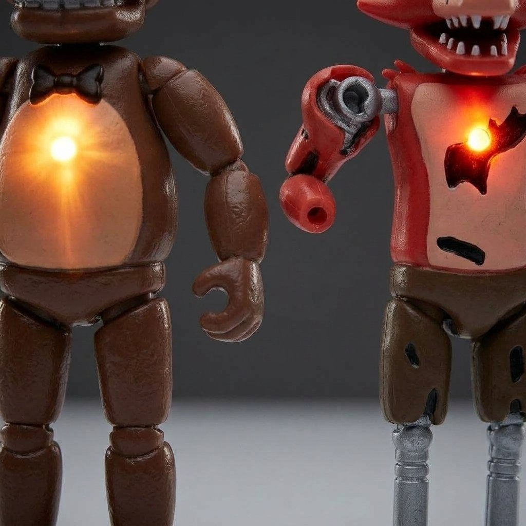 Set of 5 Articulated Horror Action Figures with LED Chest Lights
