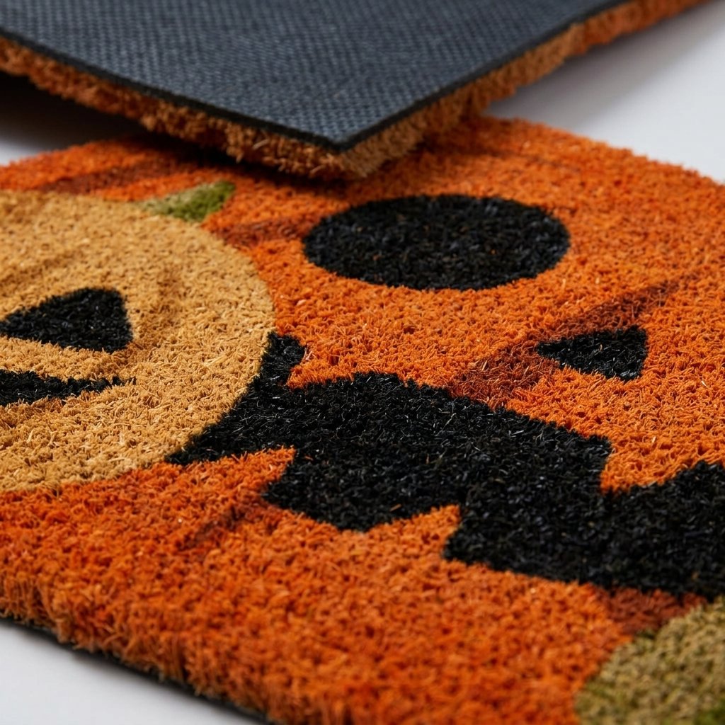 Shaped Coir Halloween Pumpkin Trio Doormat
