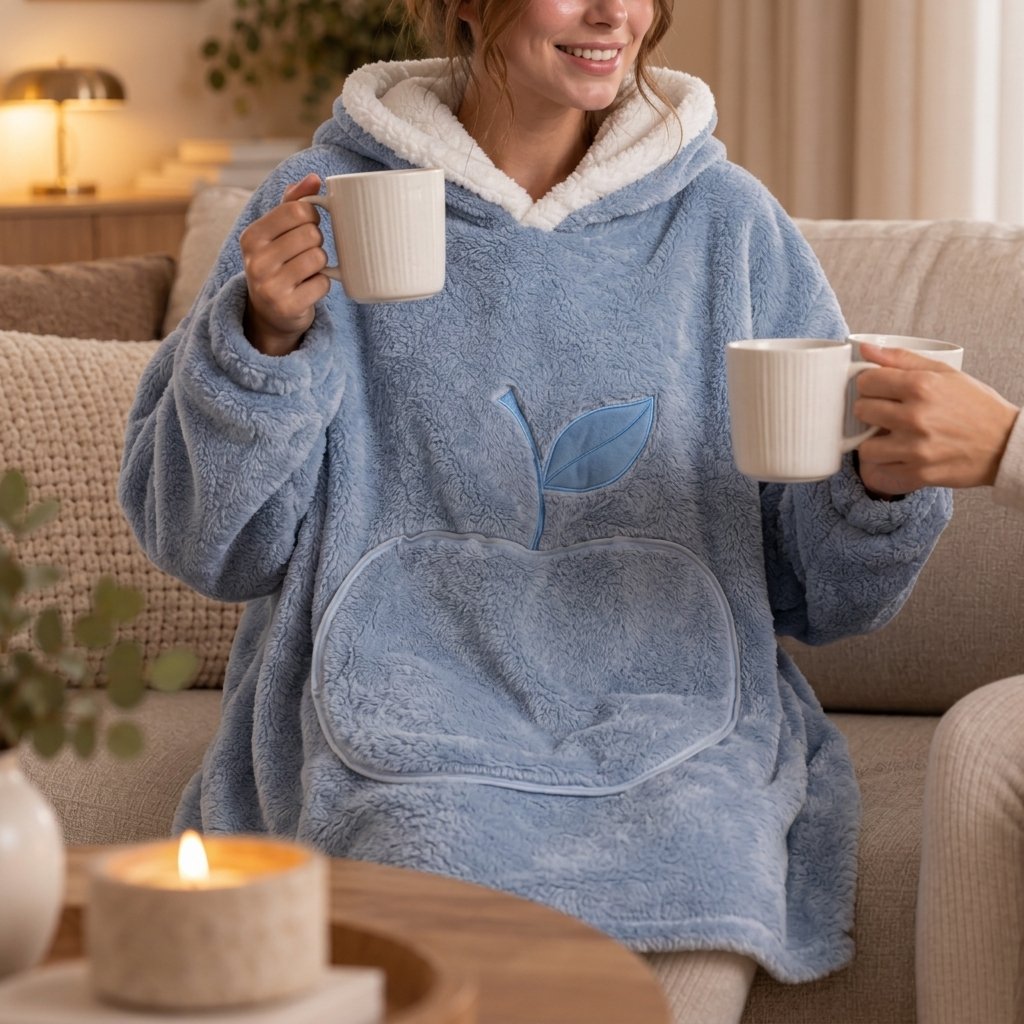 Sherpa Fleece Hoodie Blanket with Pocket, Adult & Kids