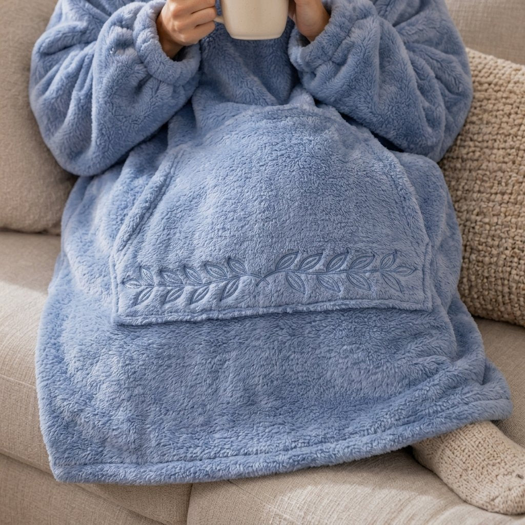 Sherpa-Lined Wearable Blanket Hoodie, Extra-Long Fleece