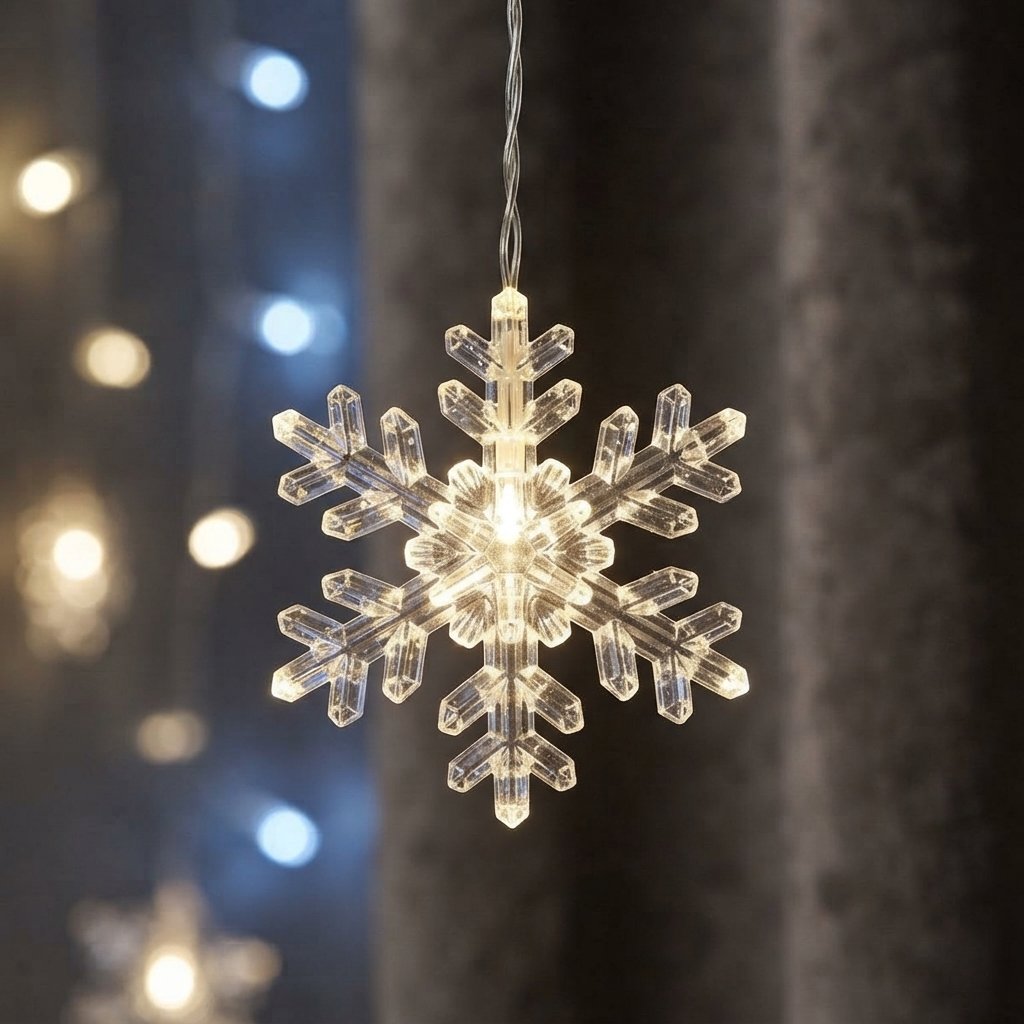 Snowflake LED Curtain Fairy Lights, 3.2 m, Mains Powered