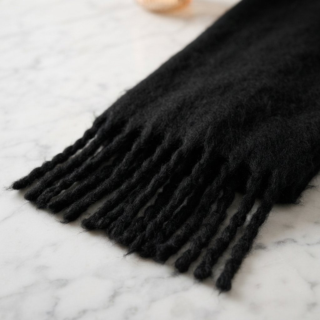 Soft Fringed Scarf – Fluffy Winter Wrap