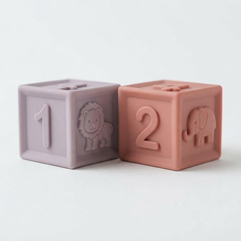 Soft Silicone Baby Stacking Blocks with Numbers, Set of 6