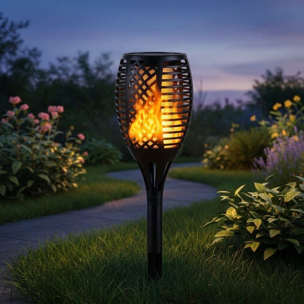Solar Garden Torch Light with Flickering Flame Effect – Outdoor Pathway and Yard Decoration