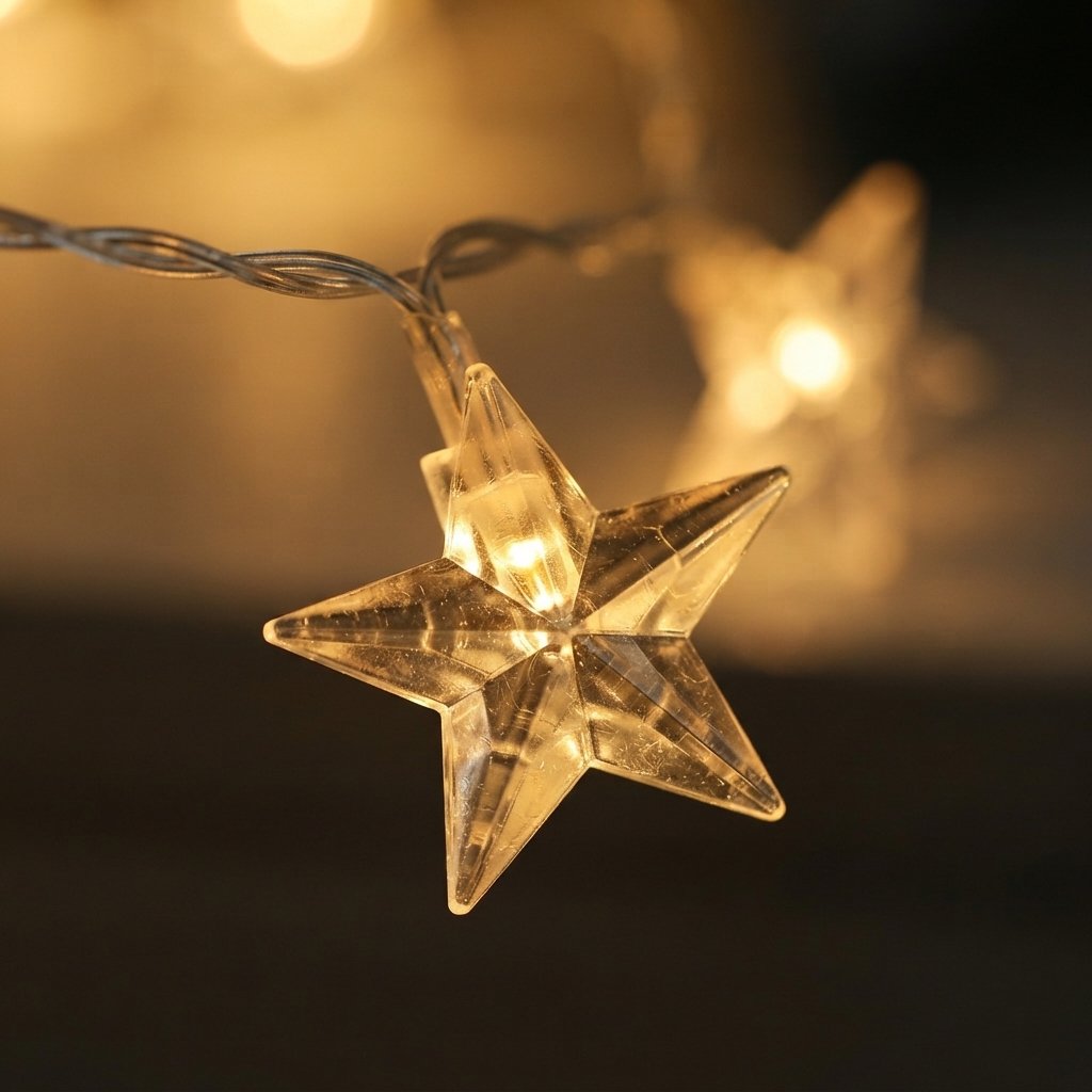 Star LED String Lights with Timer, Warm White, 6 Stars