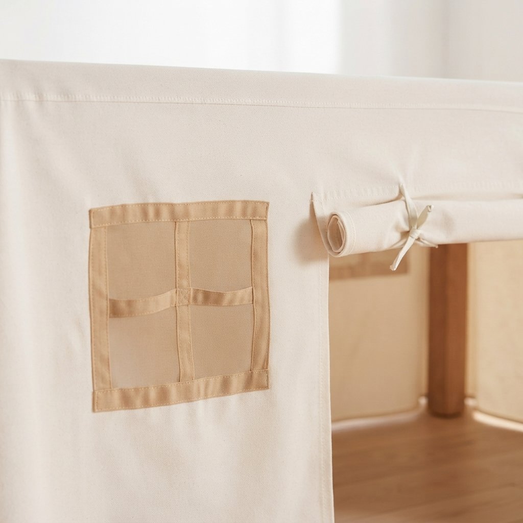 Table Play Tent with Windows and Door, Natural