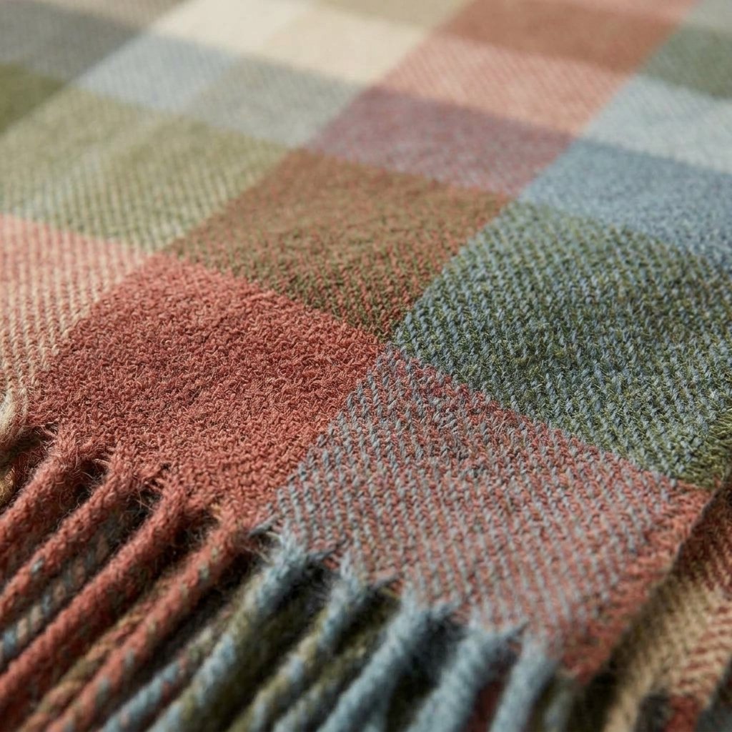 Tartan Wool Throw in Autumn Check