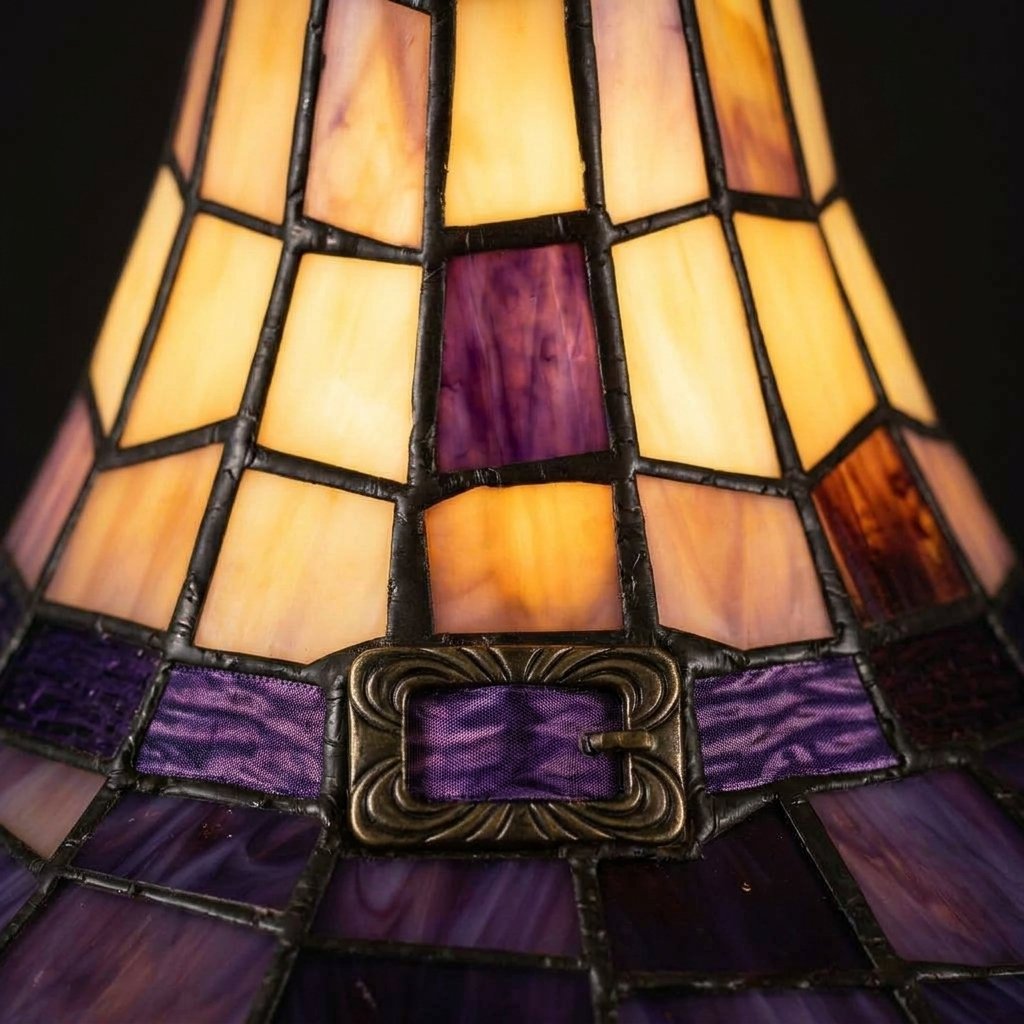 Stained Glass Witch Hat Table Lamp in Leaded Glass Style – Set of 2