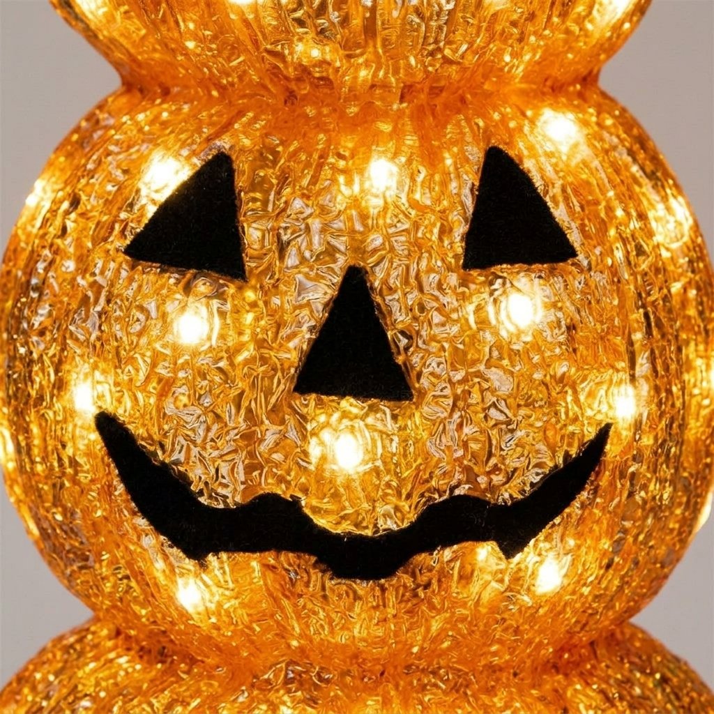 Triple Stacked Jack-o'-Lantern Acrylic LED Halloween Decoration with Timer, 61 cm