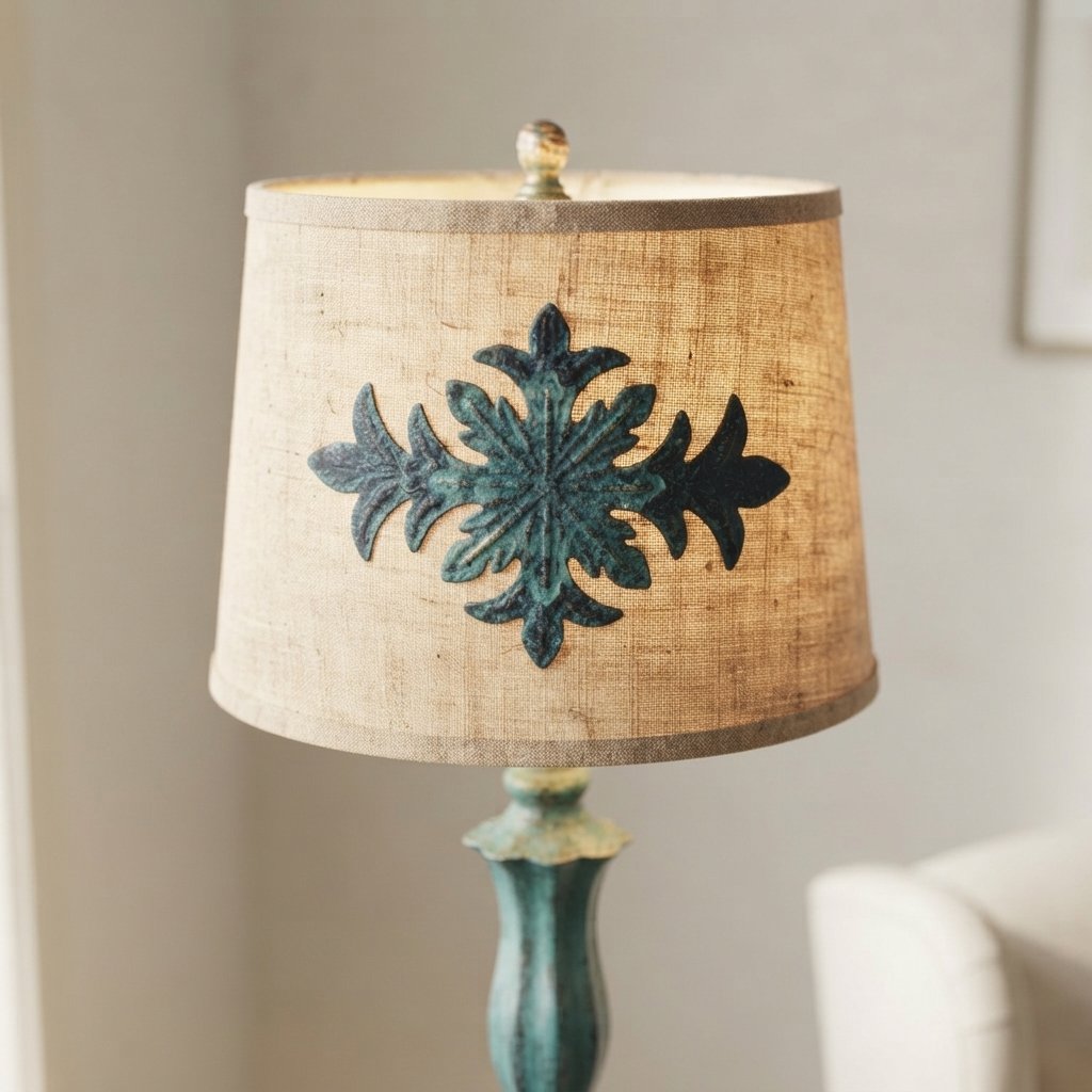 Vintage Floor Lamp with Glass Shelf, Green Resin & Metal