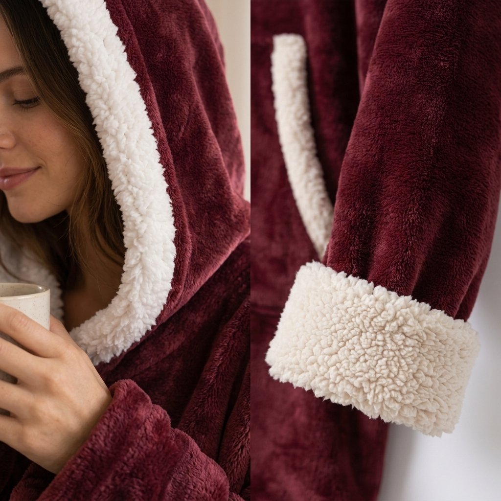 Wearable Blanket Hoodie with Sherpa Trim, Two Lengths