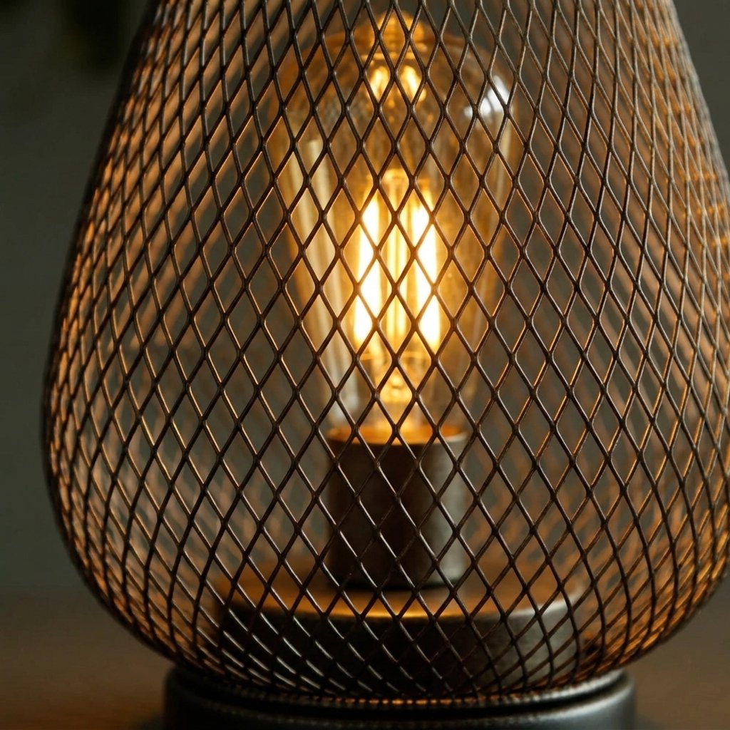 Wireless Metal Mesh LED Table Lamp, Warm Amber Glow