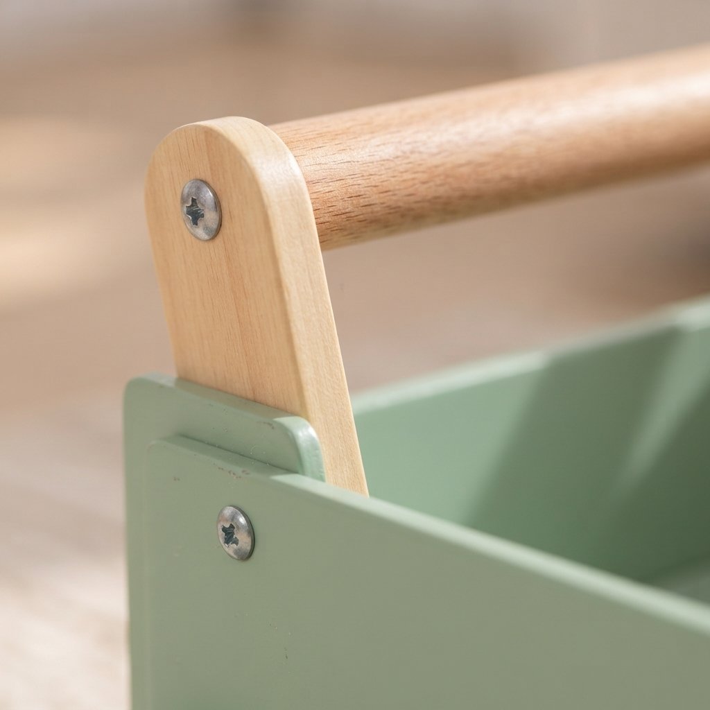 Wooden Baby Push Walker with Toy Tray – Sage Green