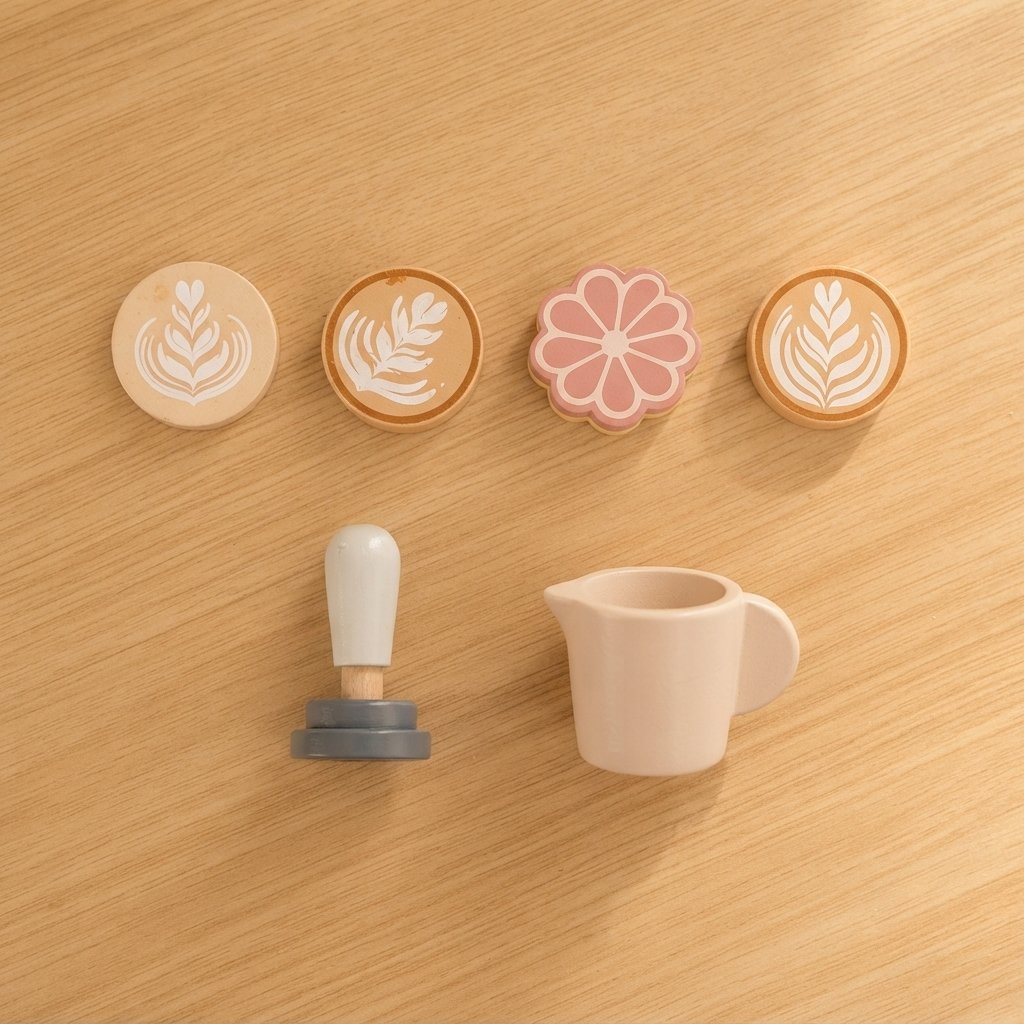 Wooden Kids Coffee Maker Play Set with Accessories