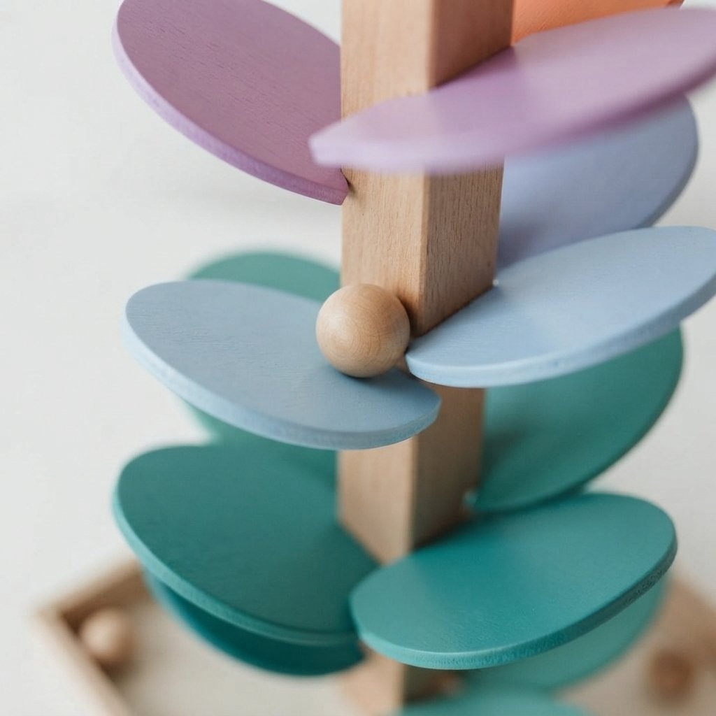 Wooden Marble Run Sound Tree – Rainbow Colour