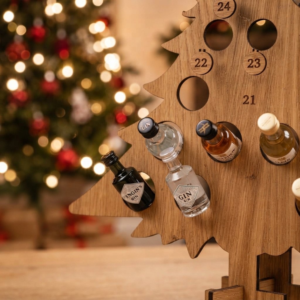 Wooden Mini-Bottle Advent Calendar Holder, 24 Slots