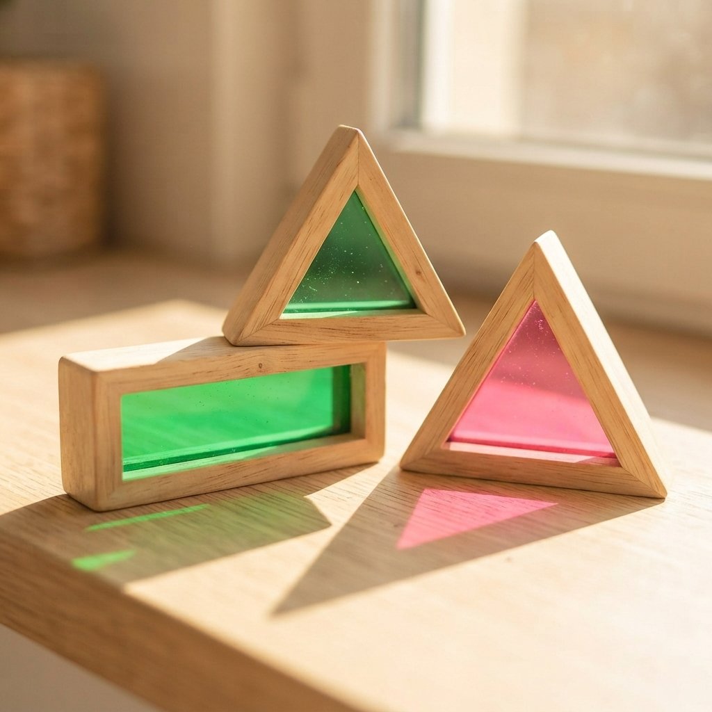 Wooden Rainbow Light Blocks – Montessori Building Set