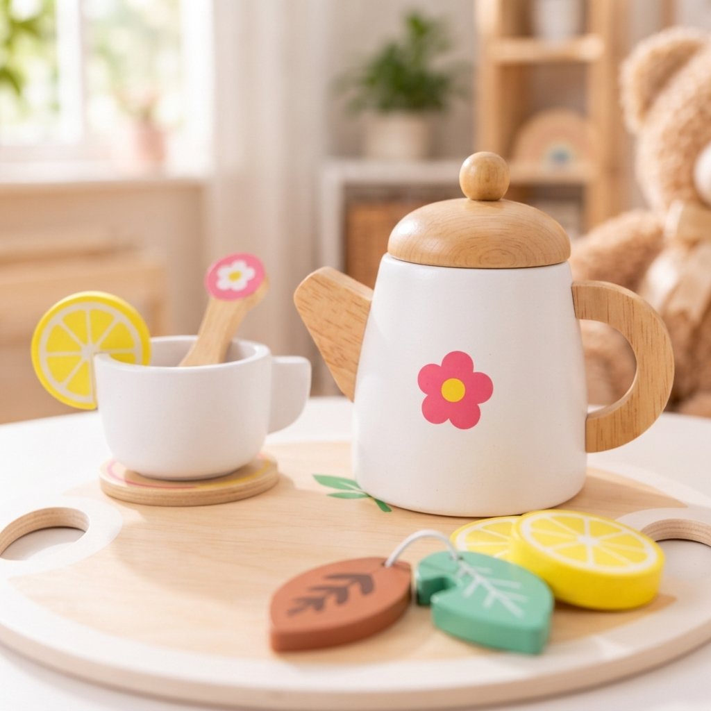 Wooden Tea Party Play Set for Toddlers