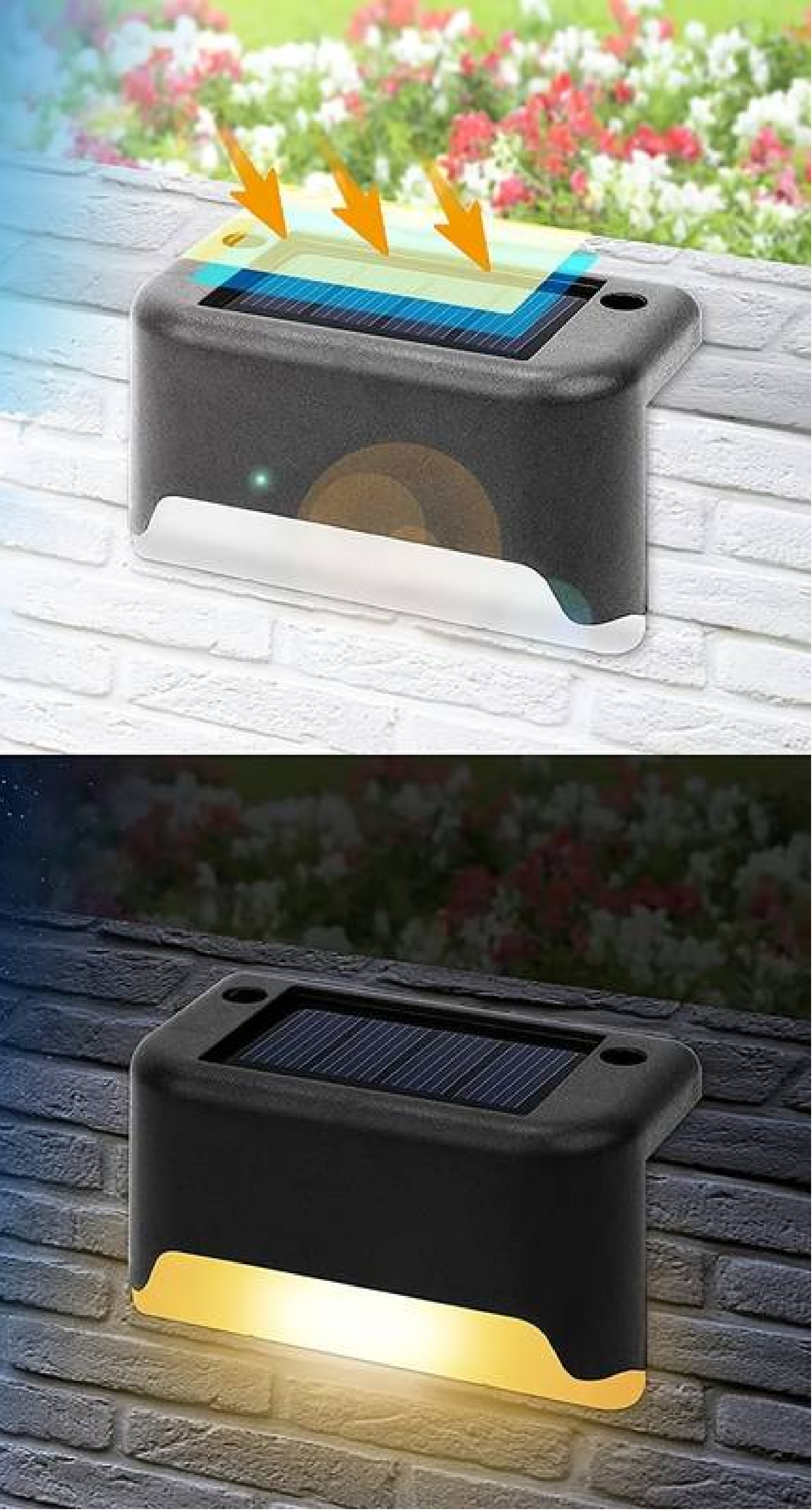 Solar LED Outdoor Fence Wall Light Colourful