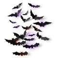 3D Bat Wall Decals with LED Backlights – Peel and Stick Halloween Wall Decoration — 12 pieces