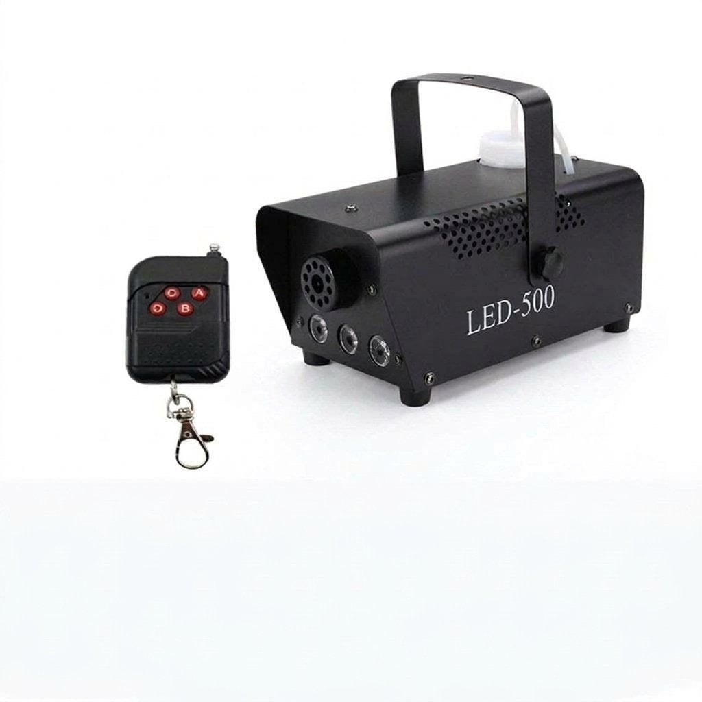 500W LED Fog Machine with Wireless Remote Control and Built-In Colour Lights — Line and Remote Control