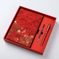 A5 Notebook & Pen Gift Set with Gold Embossed Cover — Red