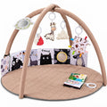 Baby Play Gym Mat with 6 Detachable Sensory Toys — Brown