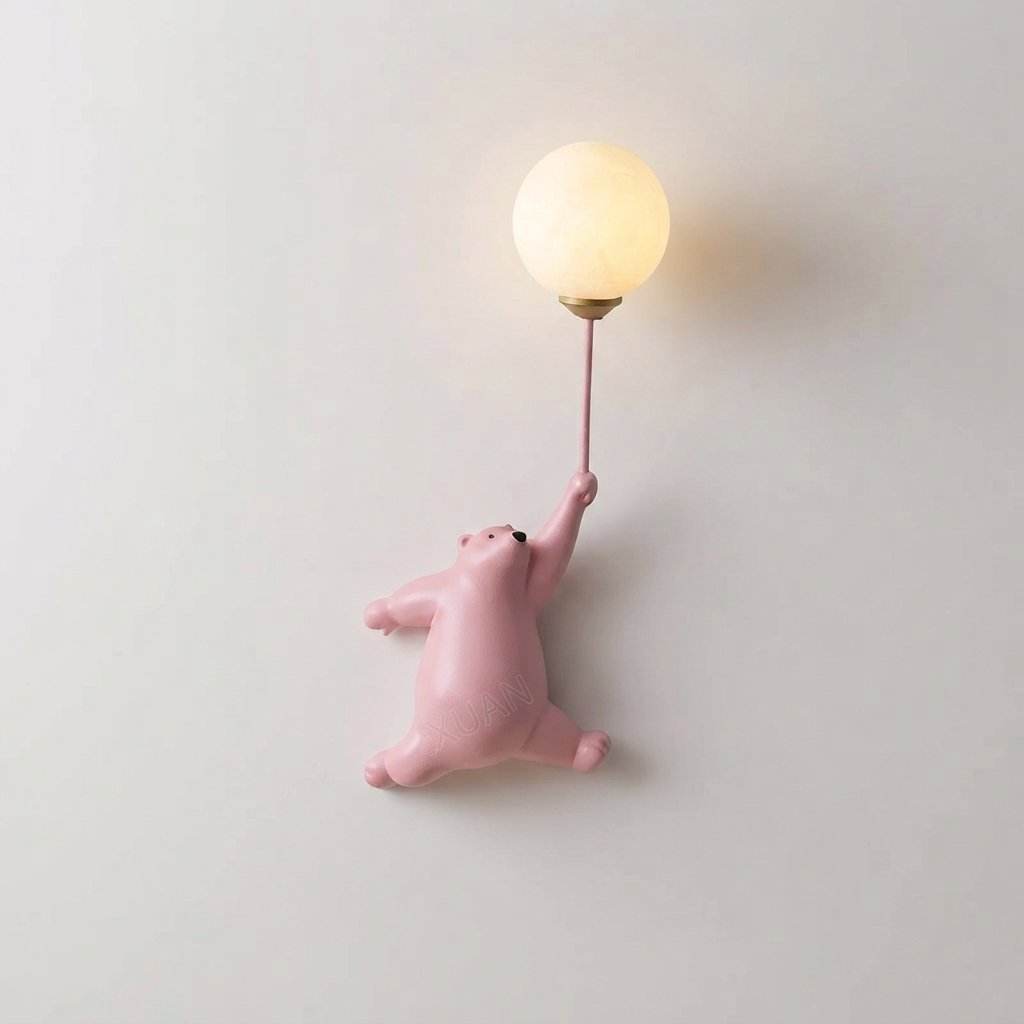 Bear Balloon Wall Lamp for Kids' Rooms — Rosa Bear Right