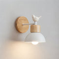 Bird Wall Light, Metal & Wood Sconce for Children's Room — White