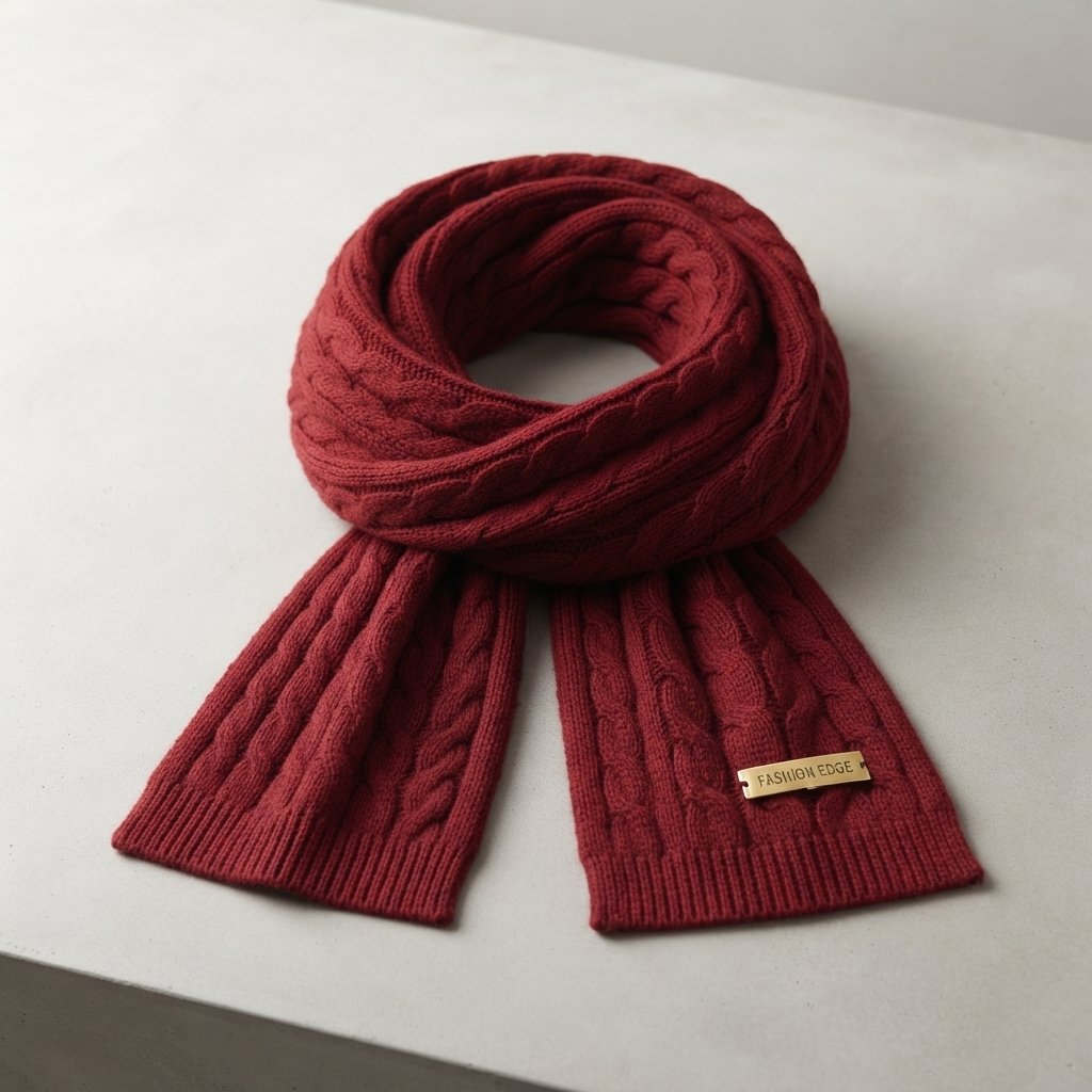 Cable Knit Winter Scarf, Unisex, Extra Long — Red