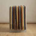 Chevron Knit Throw Blanket with Fringe, Boho Pattern — Multicolour
