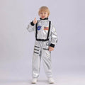 Children's Astronaut Space Explorer Full-Length Jumpsuit Costume with Mission Patches — Silver