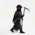 Children's Grim Reaper Halloween Costume Set with Glowing Red Eyes and Toy Scythe — Black