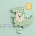 Children's Pendulum Wall Clock with Animal Design — Crocodile
