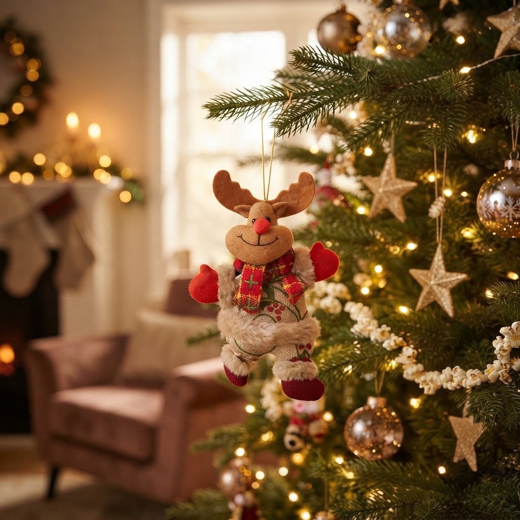 Christmas Plush Hanging Ornament Set of 4 Figures — Default