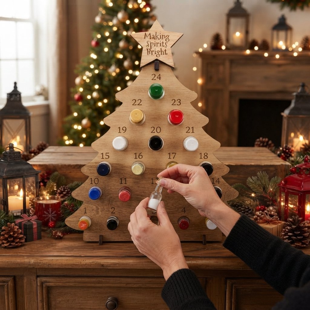Christmas Tree Advent Calendar with 24 Mini Bottle Slots — Olive
