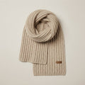 Chunky Ribbed Knit Scarf – Extra Long, Unisex — Beige