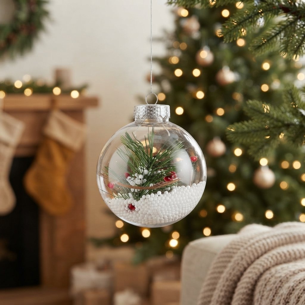 Clear Plastic Fillable Christmas Baubles, Set of 24 — 24 Pieces