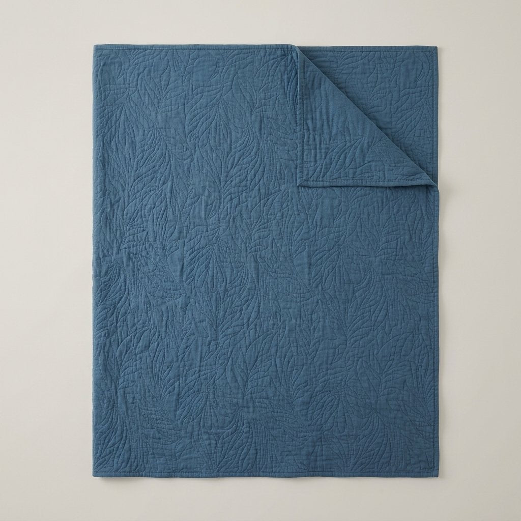 Cotton Leaf Throw Blanket, breathable 59x79 in — Aqua
