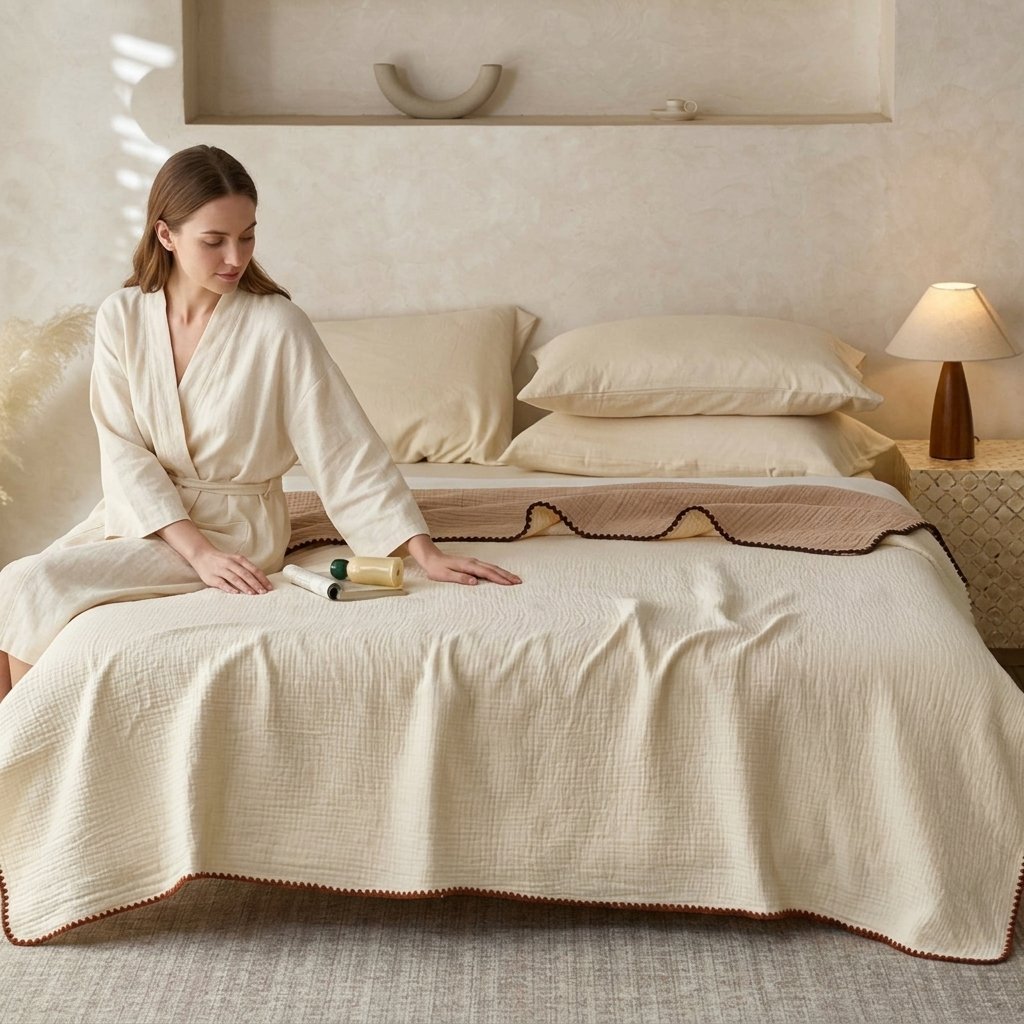 Cotton Muslin Throw Blanket – Lightweight, Breathable — Moonlight Cream