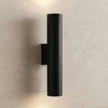 Cylindrical Up-Down LED Wall Light, Hardwired Indoor Sconce — Black